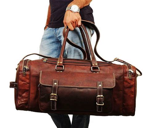 leather duffle bag.